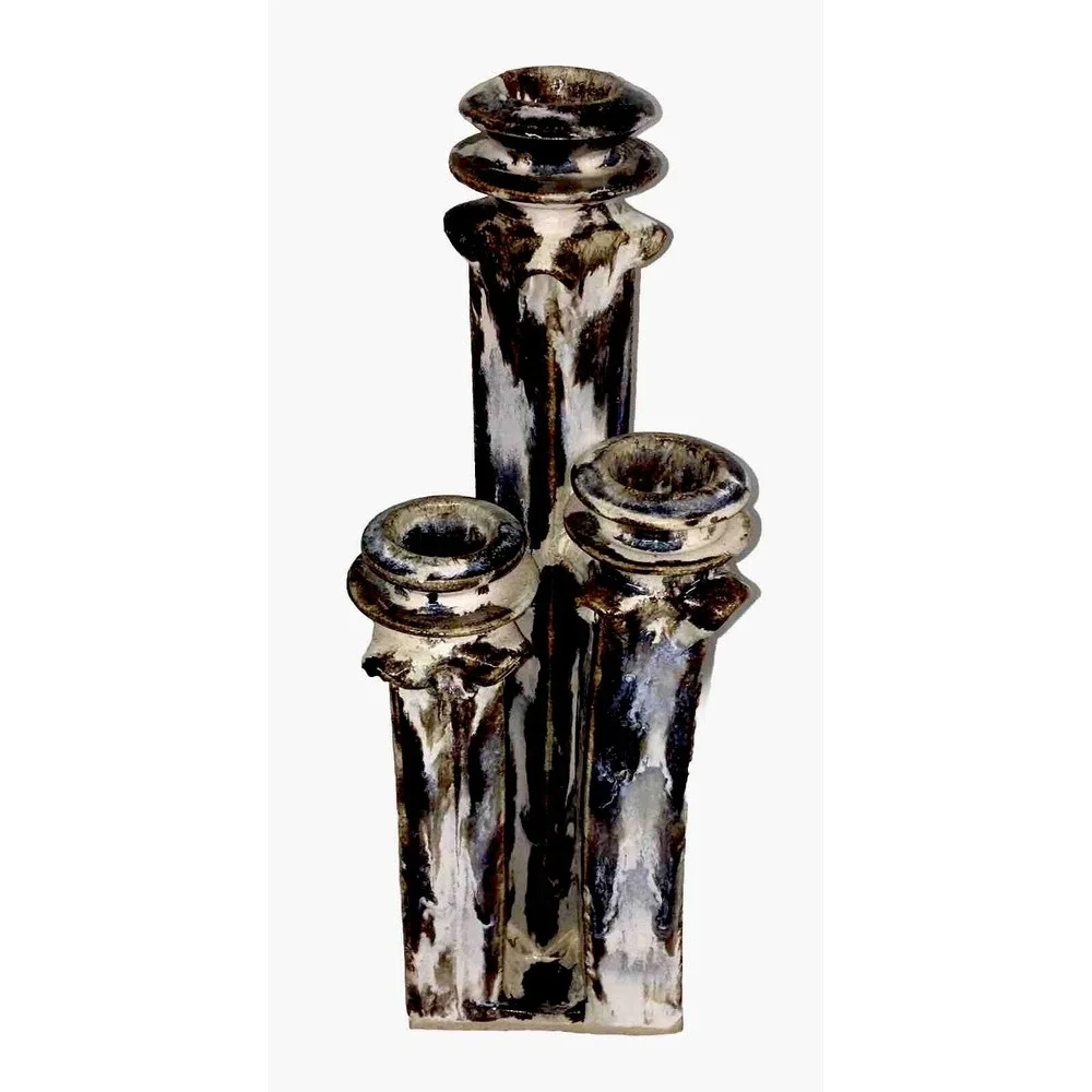 Ceramic Studio Art  Pottery Candle Holder Candlesticks Drip Glaze